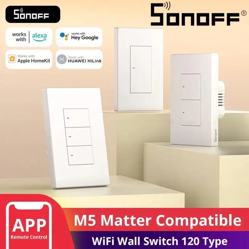 SONOFF M5 Matter Smart Wall Switch 120 Type EWeLink-Remote Switchman Voice Control Works With Alexa Google Home SmartThing