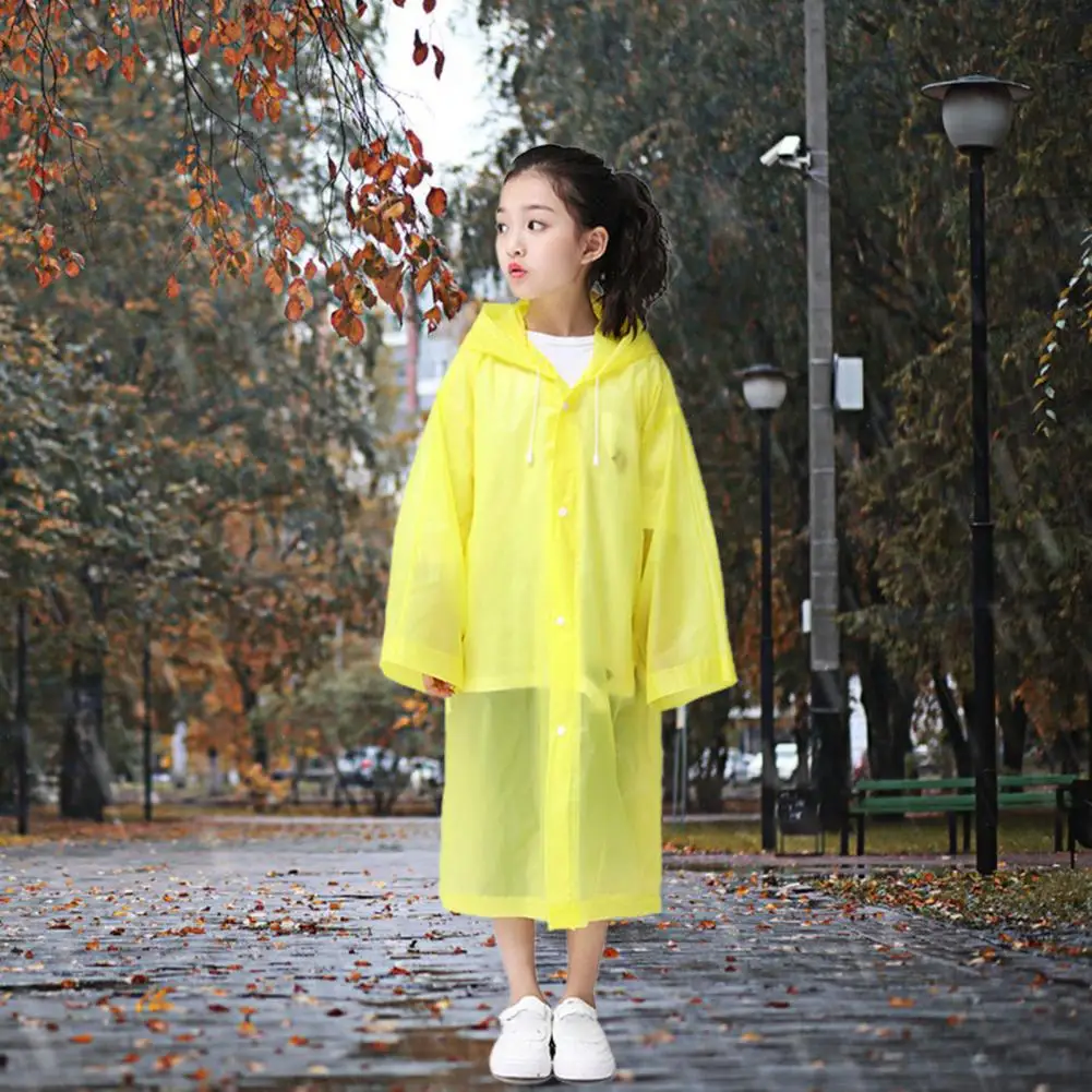 Children Raincoat Convenient Portable Drawstring Design Kids Rainwear Rainproof Long Kids Hooded Poncho Outdoor Supply 어린이 우비