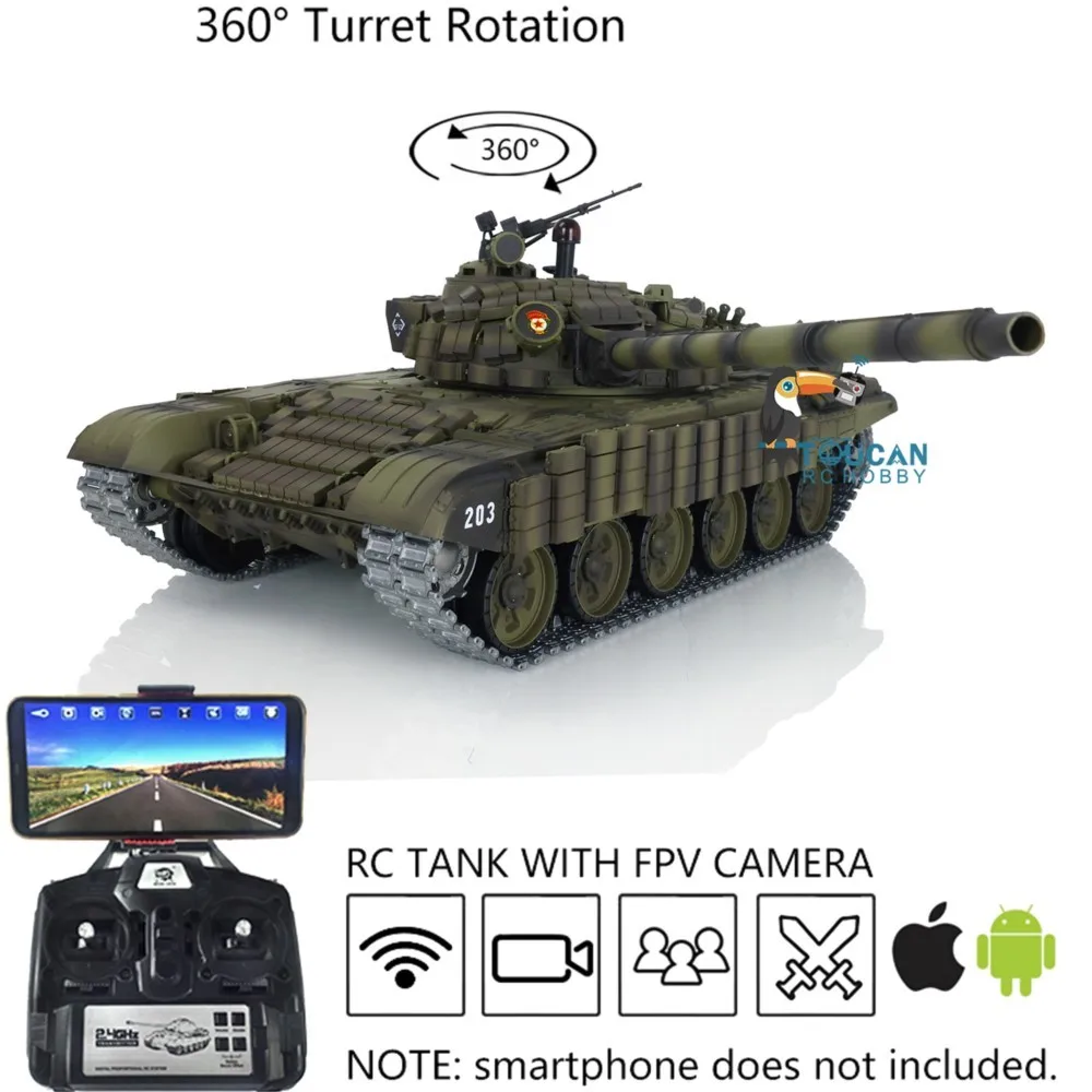 รถถังบังคับวิทยุโลหะรุ่นอัพเกรด Ver Toucan Heng Long 1/16 7.0 พร้อมกล้อง FPV T72 3939 360 องศา °   รถหุ้มเกราะหมุนป้อมปืน TH20571
