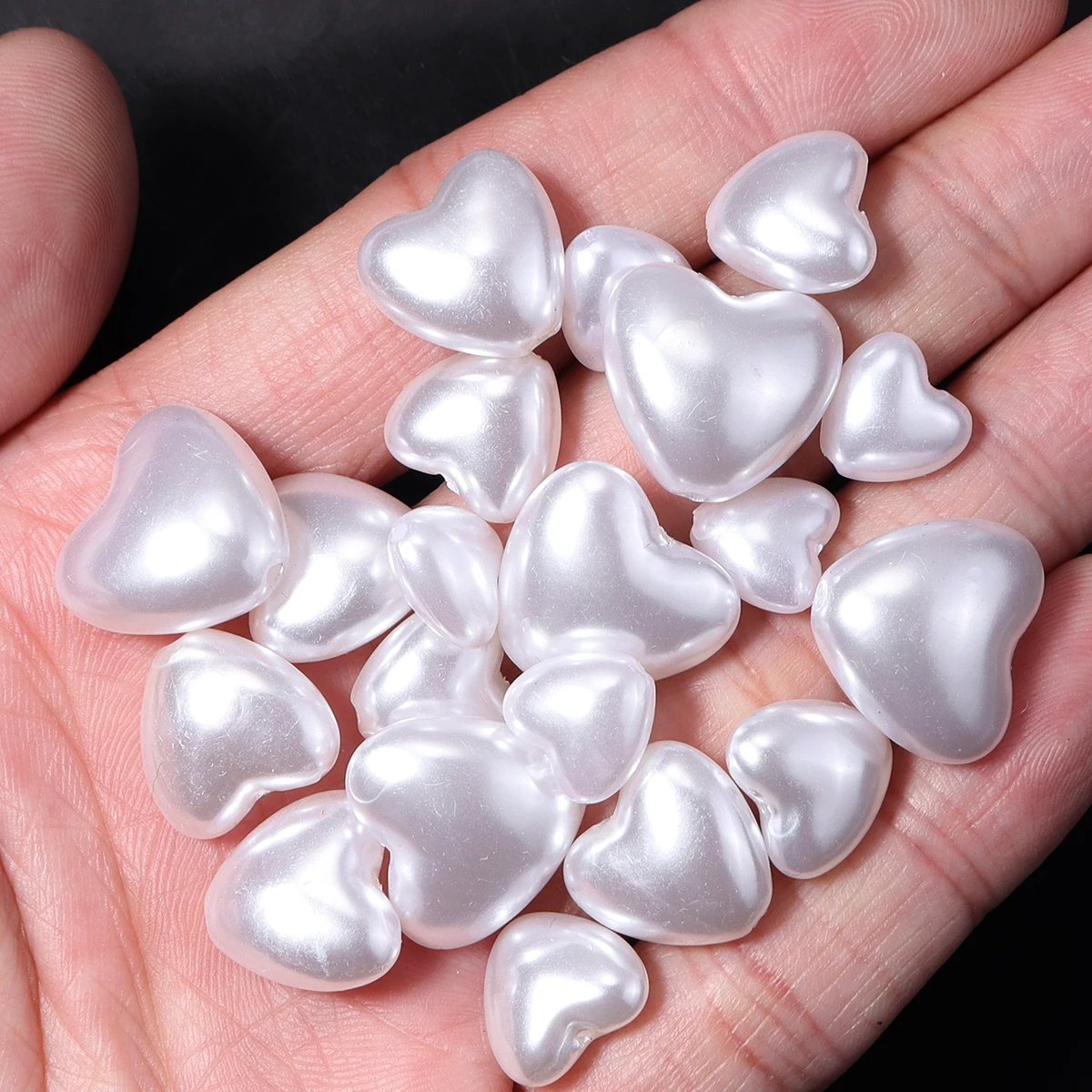 30-50pcs ABS Imitation Pearl Heart Beads White Loose Spacer Beads For Jewelry Making DIY Bracelets Necklace Earrings Accessories