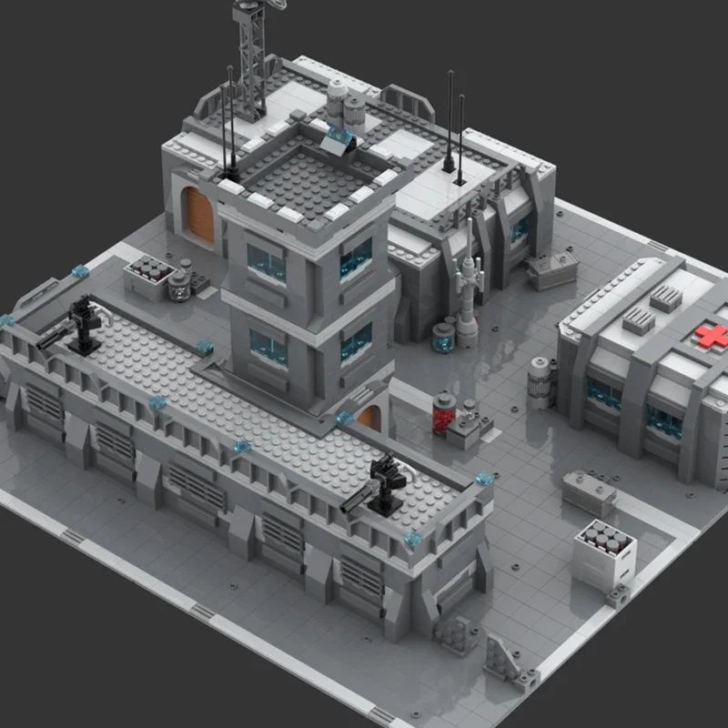 verfijnde aangepaste ster film verdedigingsgronden diorama bakstenen iconische gevechtsbasis scène blokken Sci-Fi architectuur display moc