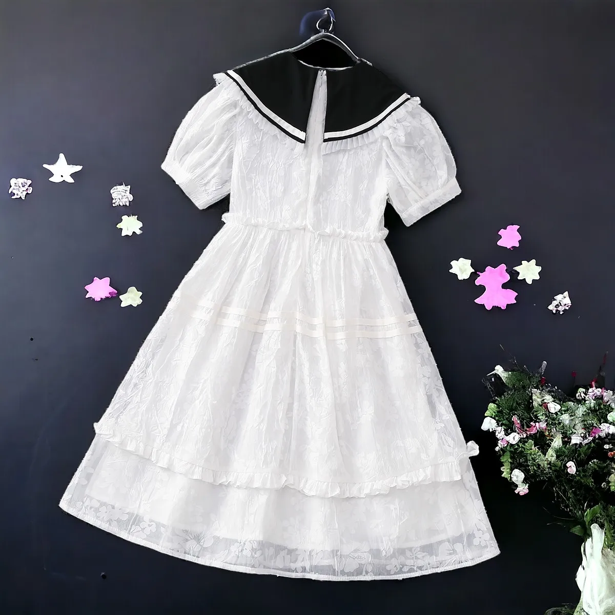 Baby Kids White Lace Dresses for Girls Outfits Bohemia Summer Short Sleeve Teens Children Princess Costumes 5 7 9 10 11 13 Years