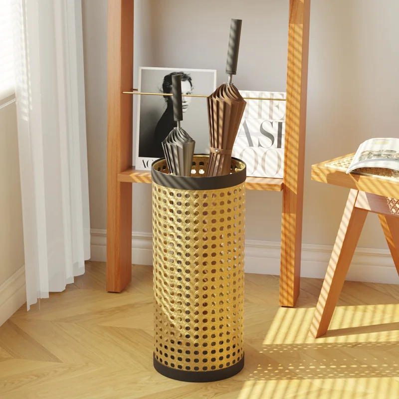 Bed and Breakfast Cafe Household Imitation Rattan Umbrella Barrel Umbrella Stand Cream Wind Umbrella Storage Rack