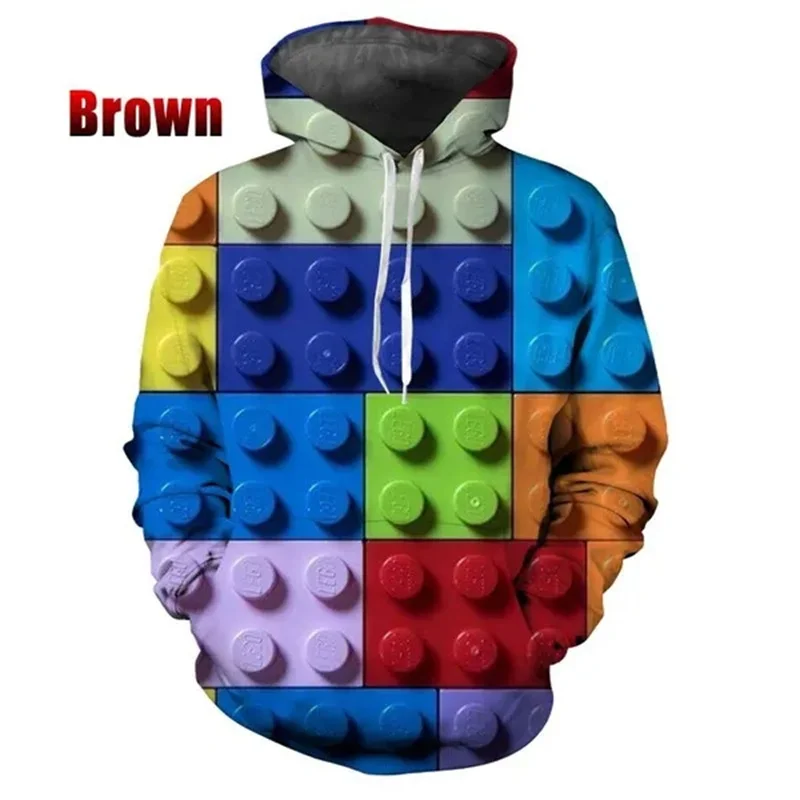 

3D Toy Building Blocks Printed Pop Hoodies For Men Children's Toys Graphic Unisex Hooded Sweatshirts Kids Fashion Cool Pullovers