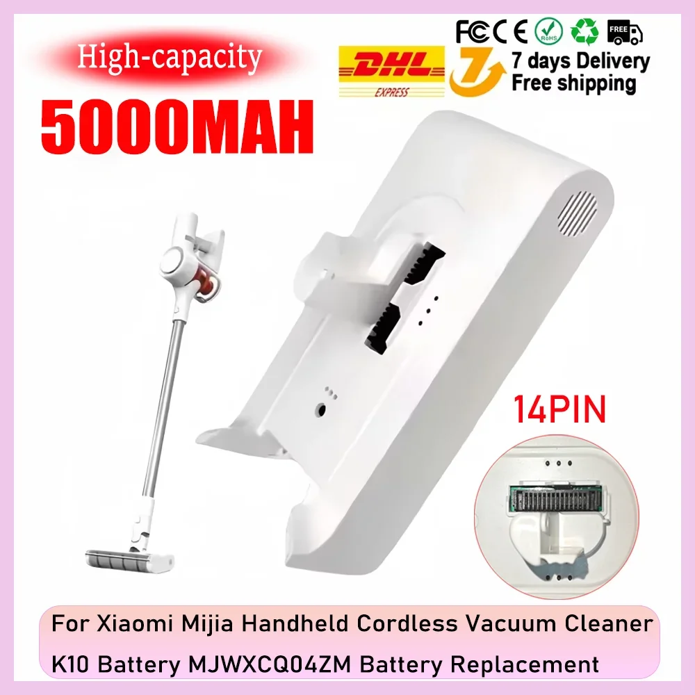

Новый сменный аккумулятор для Xiaomi Mijia K10, ручной беспроводной пылесос, 25,2 В, 5000 мАч, литий-ионные аккумуляторные батареи