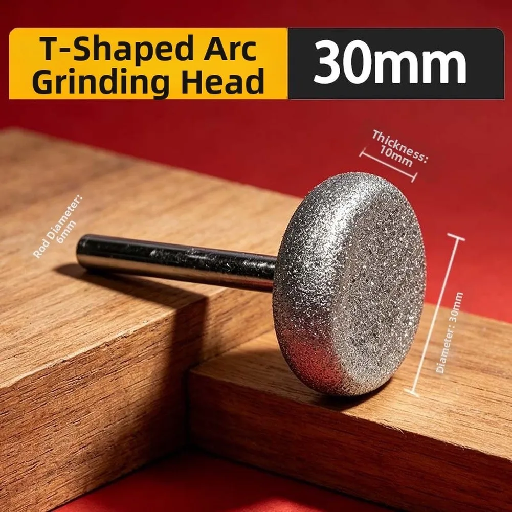 Diamond T Shaped Grinding Head 6mm Shank For Stone Glass Jade Polishing Carving Electric Rotary Tool Accessories