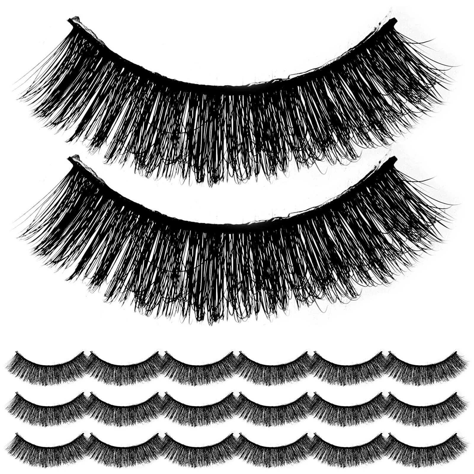 

10Pairs 7D Curved False Eyelashes Natural Look Long Wear Comfortable for Women Wedding Party Daily Makeup Fake Eyelashes Natural