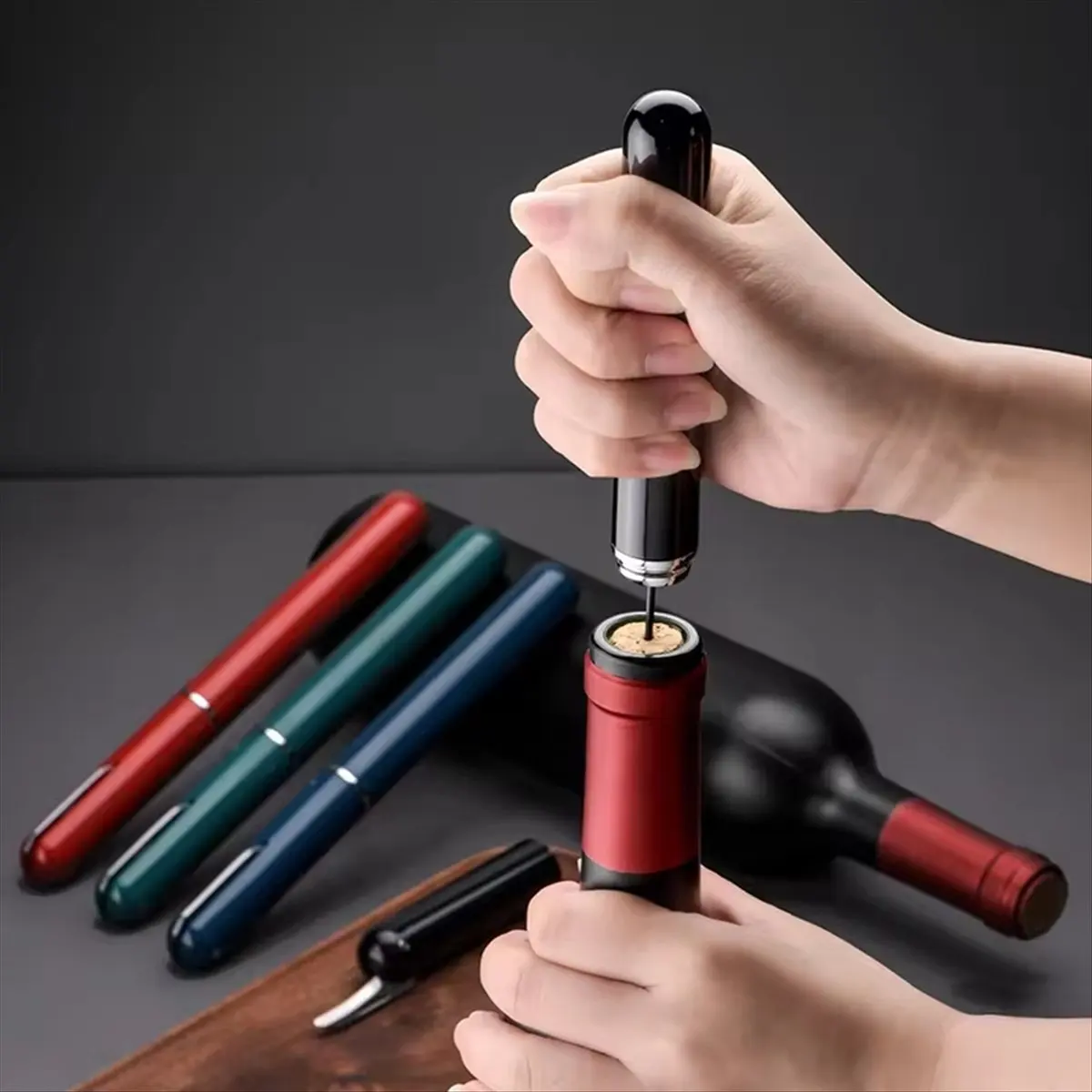 ABZF 2026 Air Pump Wine Bottle Opener Pen Portable Plastic Cork Remover Safety Wine Pneumatic Bottle Opener Needle Red+Black