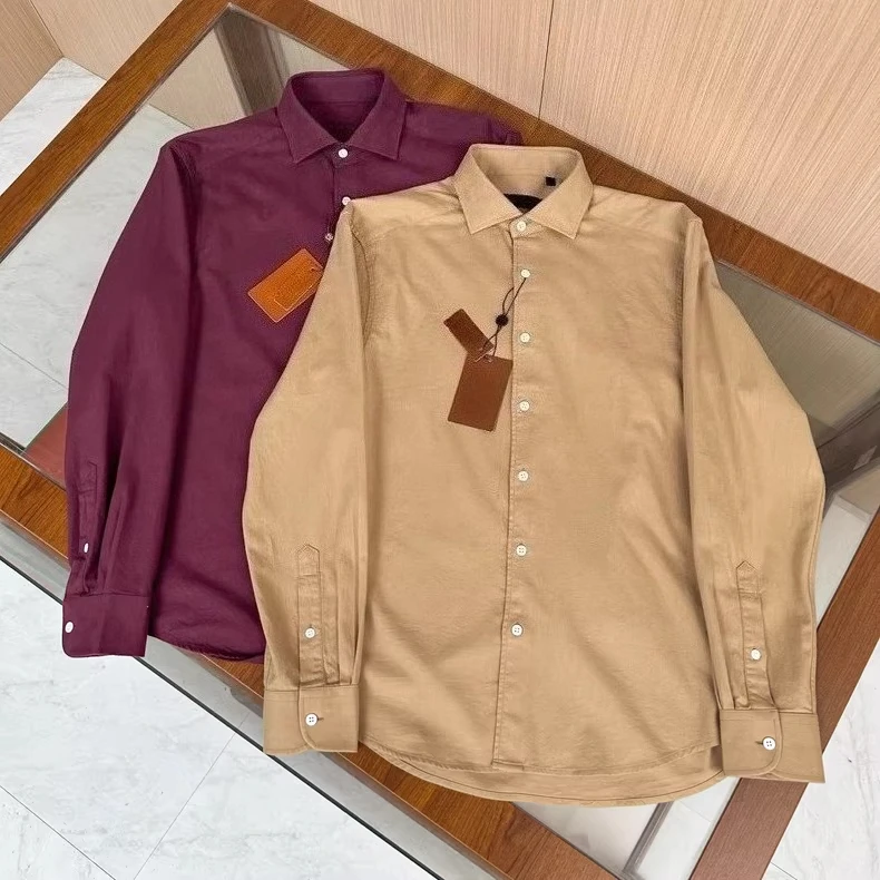 เสื้อเชิ้ตผู้ชายลำลองผ้าฟลานเนลสไตล์อิตาลี