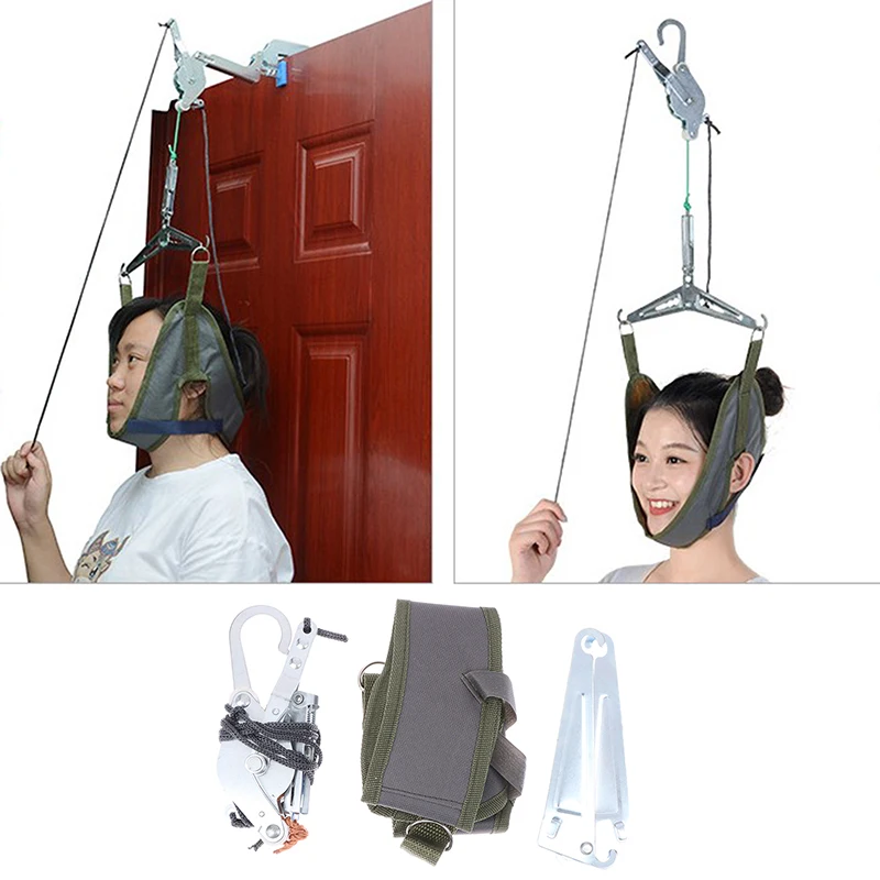 Cervical Traction Over Door Neck Massager Device Kit Stretcher Adjustment Chiropractic Back Head Massager Relaxation