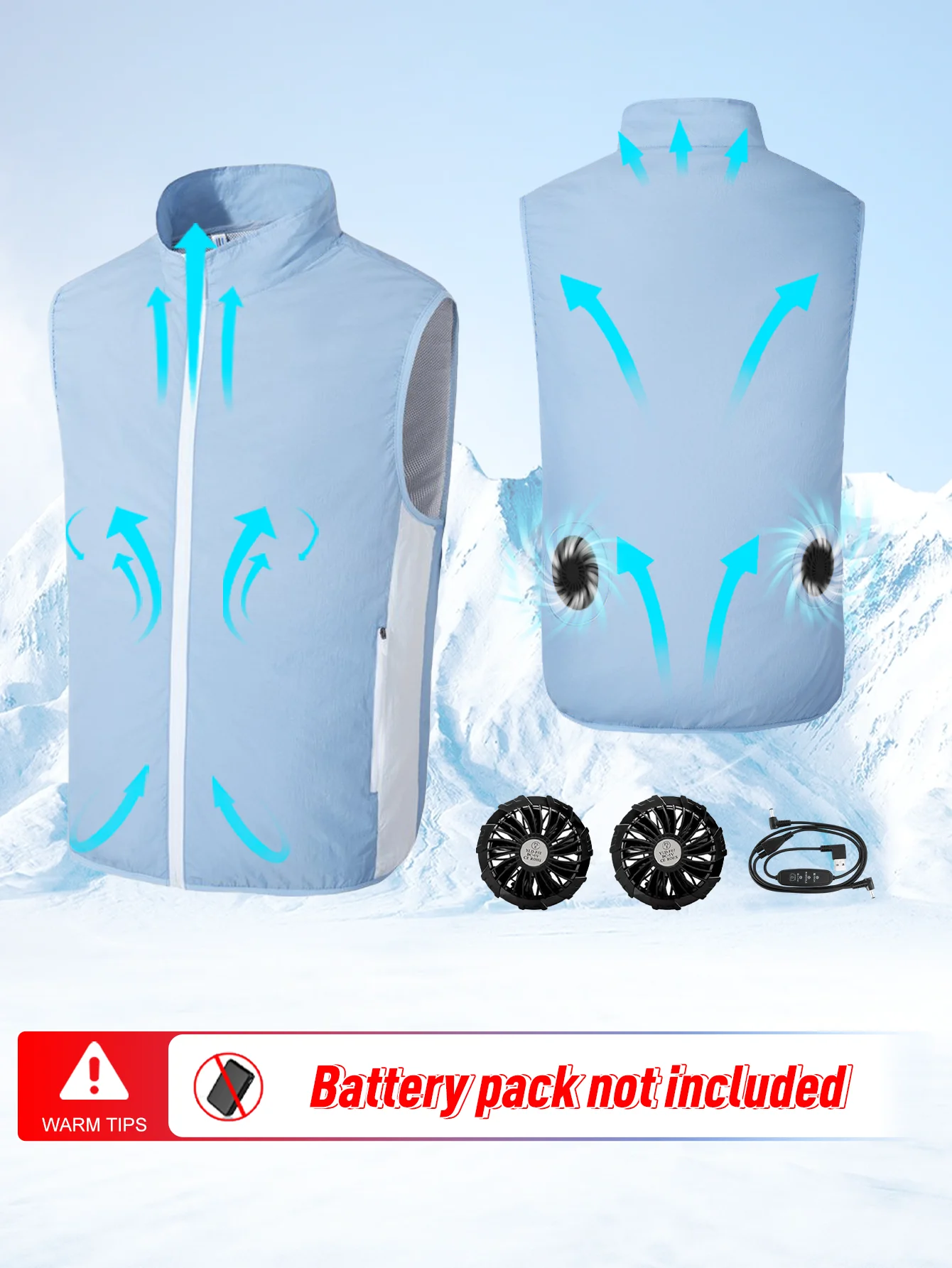 

Cooling fan vest, with 2 fan , Adjustable air volume in 3 levels , Fan jacket，Outdoor workwear，Fishing，Golf（No power bank）