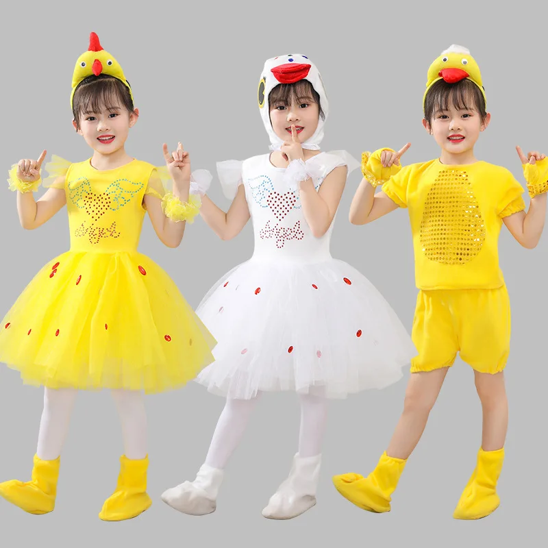 Neue 2024 Kinder Ente und Huhn Performance Kleidung Tier Huhn und gelbe Ente Tanz Performance Kleidung Age2-7Y