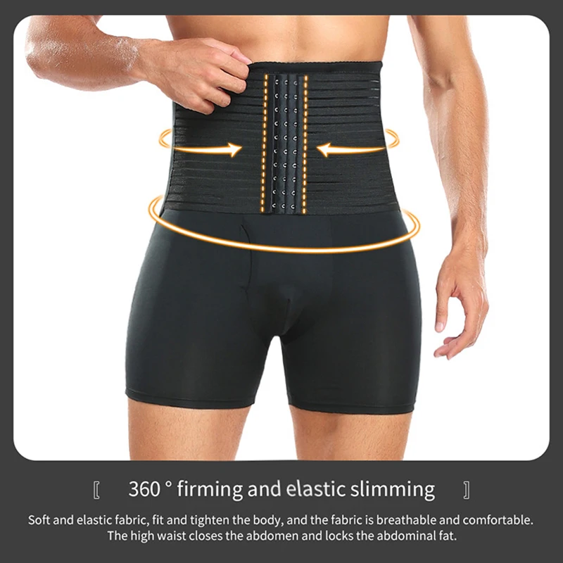 Body Shapewear for Men Tummy Control Waist Trainer Shorts Slimming Hi-Waist Boxer Compression Shaper Underwear Padded Buttock