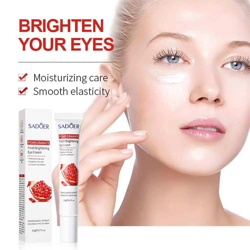 Romã Brightening Eye Cream, olhos hidratantes e círculos oculares, Dark Under, creme seco anti-rugas, melhorando W6A1, 20g