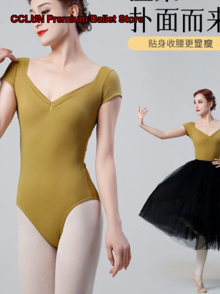 Women's Summer Short Sleeves Art Exam Gymnastics Leotard Body Suit Practice Leotard Unitard