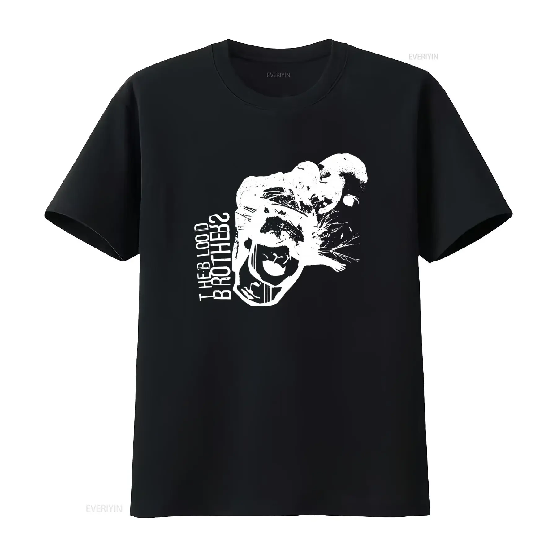 THE BLOOD BROTHERS Scratch Face Hardcore Post Band Print T Shirt for Men vintage Washed Top For Everyday Wear Stretched