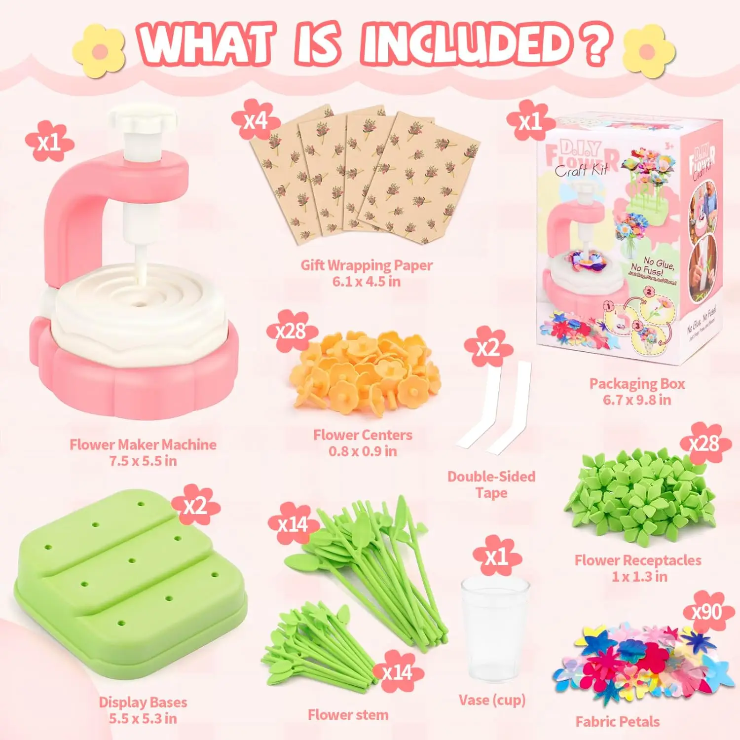 Mazzi di fiori in tessuto Giocattoli, kit artigianali artistici creativi fai-da-te Giocattoli per ragazze di 4 5 6 7 8 anni, arti e mestieri educativi Giocattolo per bambini Birt