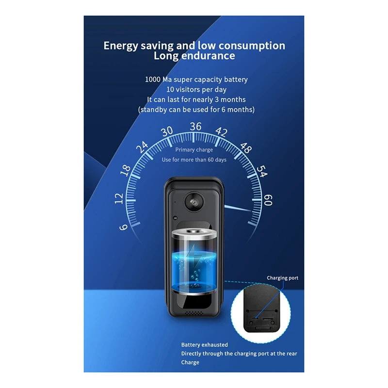 1Set Wifi Intelligent Video Doorbell Supports Mobile Phone Remote Intercom Black Visual Doorbell Set