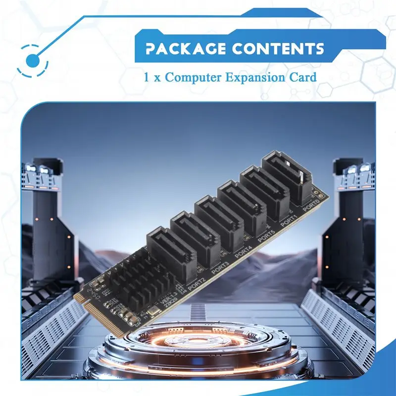AY14 -M.2 NVME PCI-E PCIE X4 X8 X16 To 6 Port 3.0 SATA Adapter Card Riser ASM1166 Chassis Server PC Computer Expansion Card
