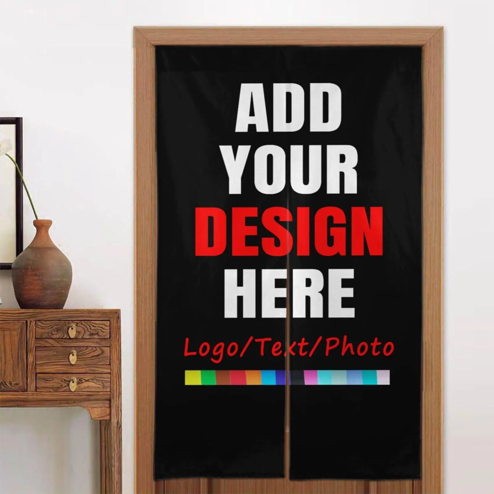 Custom Door Curtain Personalized Photo Text Logo Door Curtain Japanese Doorway Curtain for Dining Room Kitchen Privacy Decor