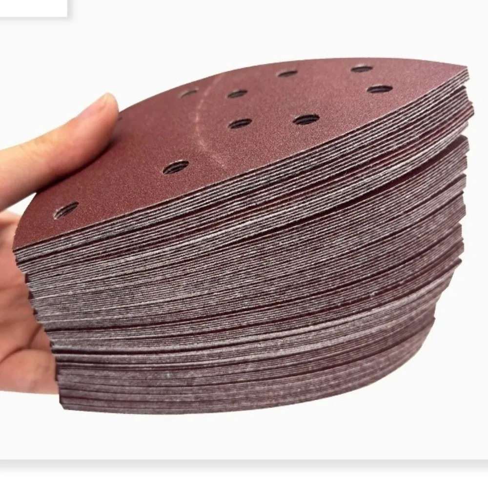 11 Holes Design Triangle Sanding Disc Self Adhesive Backing Alumina Oxide Material Abrasive Sanding Discs 40-2000 Grit Range