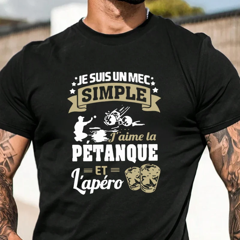 

Футболка унисекс с винтажным принтом «Je Suis Un Mec Simple J Aime La Petanque Et Lapero 2026» в новом стиле, повседневный топ
