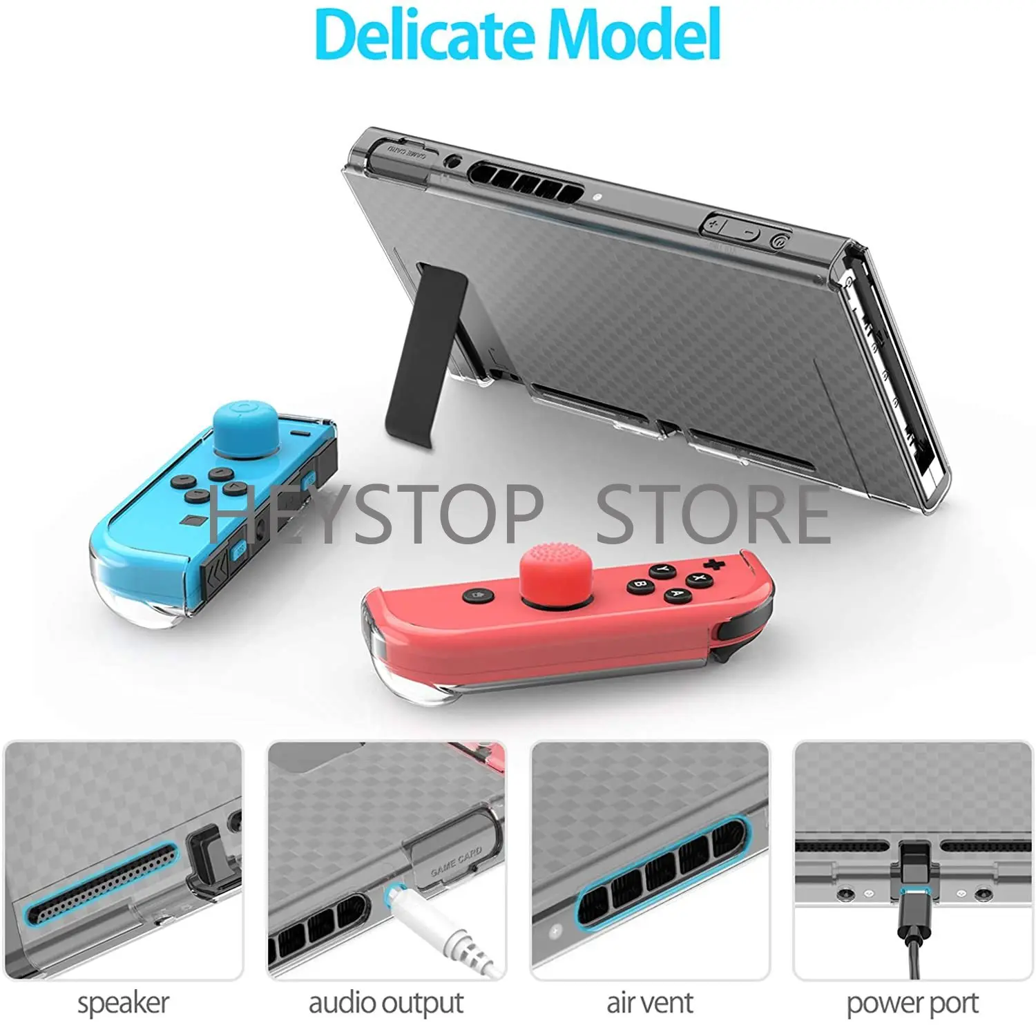 Caso heystop compatível com nintendo switch capa protetora clara dockable para nintendo switch e controlador joy-con