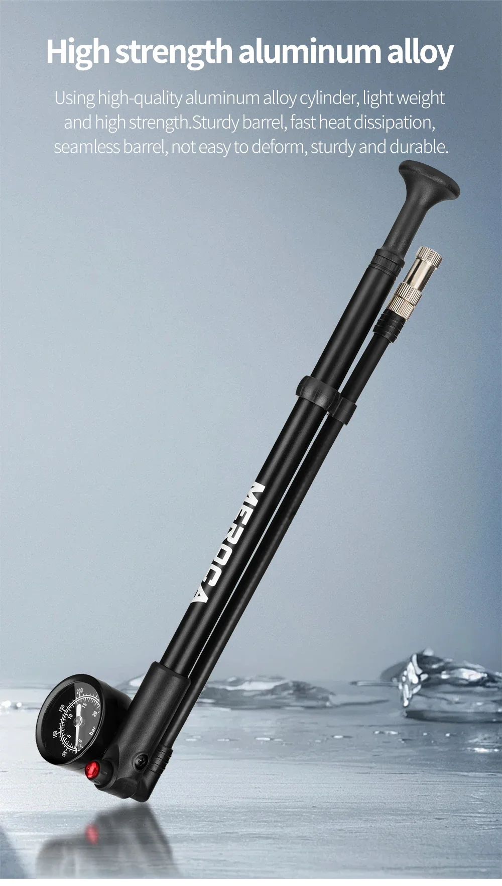 MEROCA Hochdruck-Stoßdämpferpumpe, tragbare Fahrradgabel- und Hinterrad-Stoßdämpfer-Luftpumpe 300 PSI – Detail 6