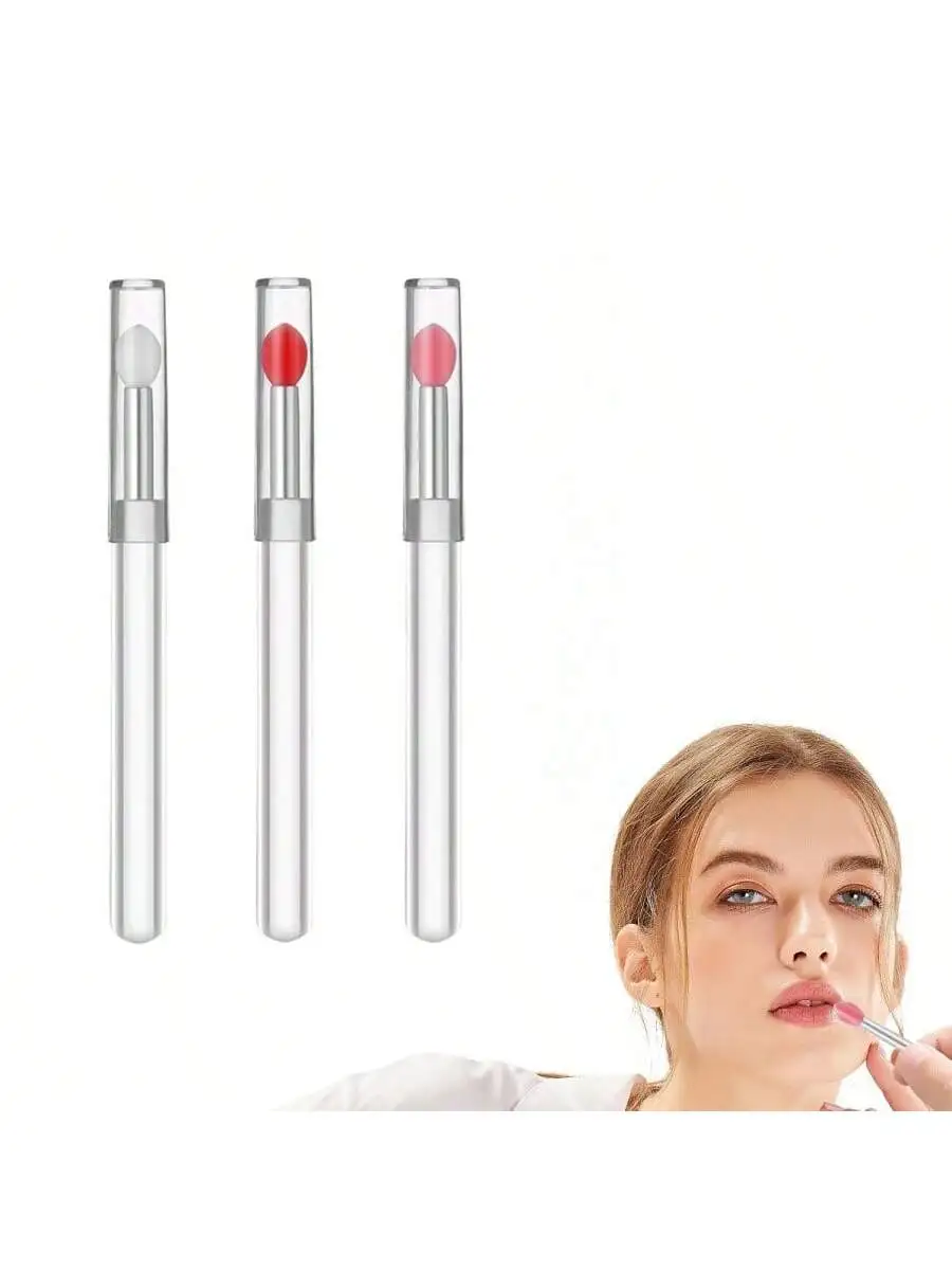 1 pieza de pincel de silicona para labios, pincel para lápiz labial, máscara de labios, pincel para esmalte de labios, palo para frotar con cubierta, higiénico y limpio, portátil, adecuado