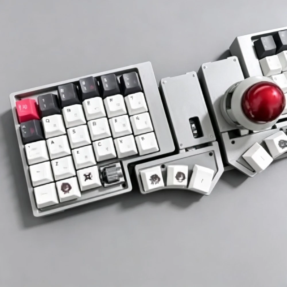 CCK-BALL Split Keyboard Crosses Dual Knobs Adjustable ZMK Vial Mechanical Keyboard Kit Wireless Bluetooth Trackball Game Teclado
