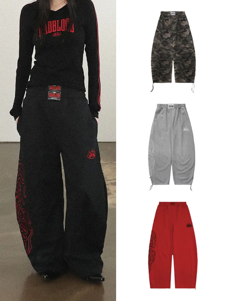 American Retro Spicy Girl Loose Casual Pants Women's  Design Sensation Sport Wide Leg Long Trousers Straight Leg Pants