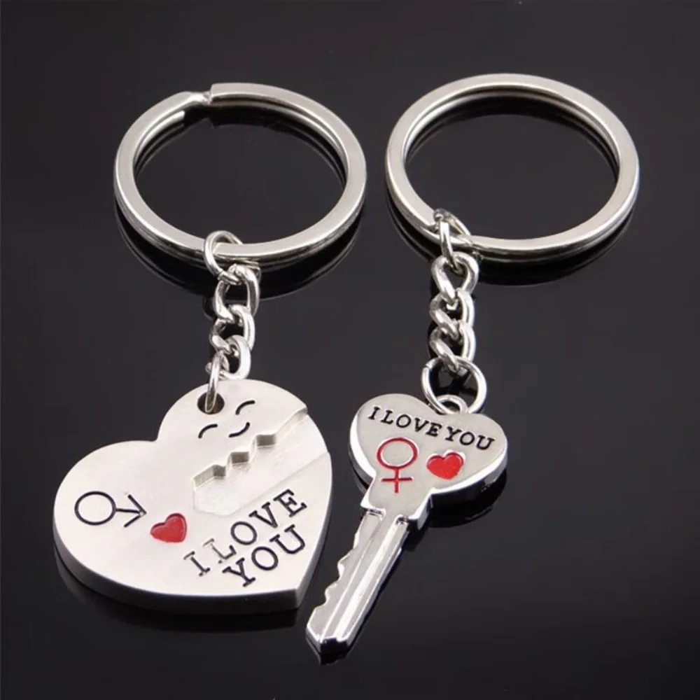 Fashing coração chave quebra-cabeça chaveiro namorado namorada presentes dos namorados amor combinando casais chaveiro jóias