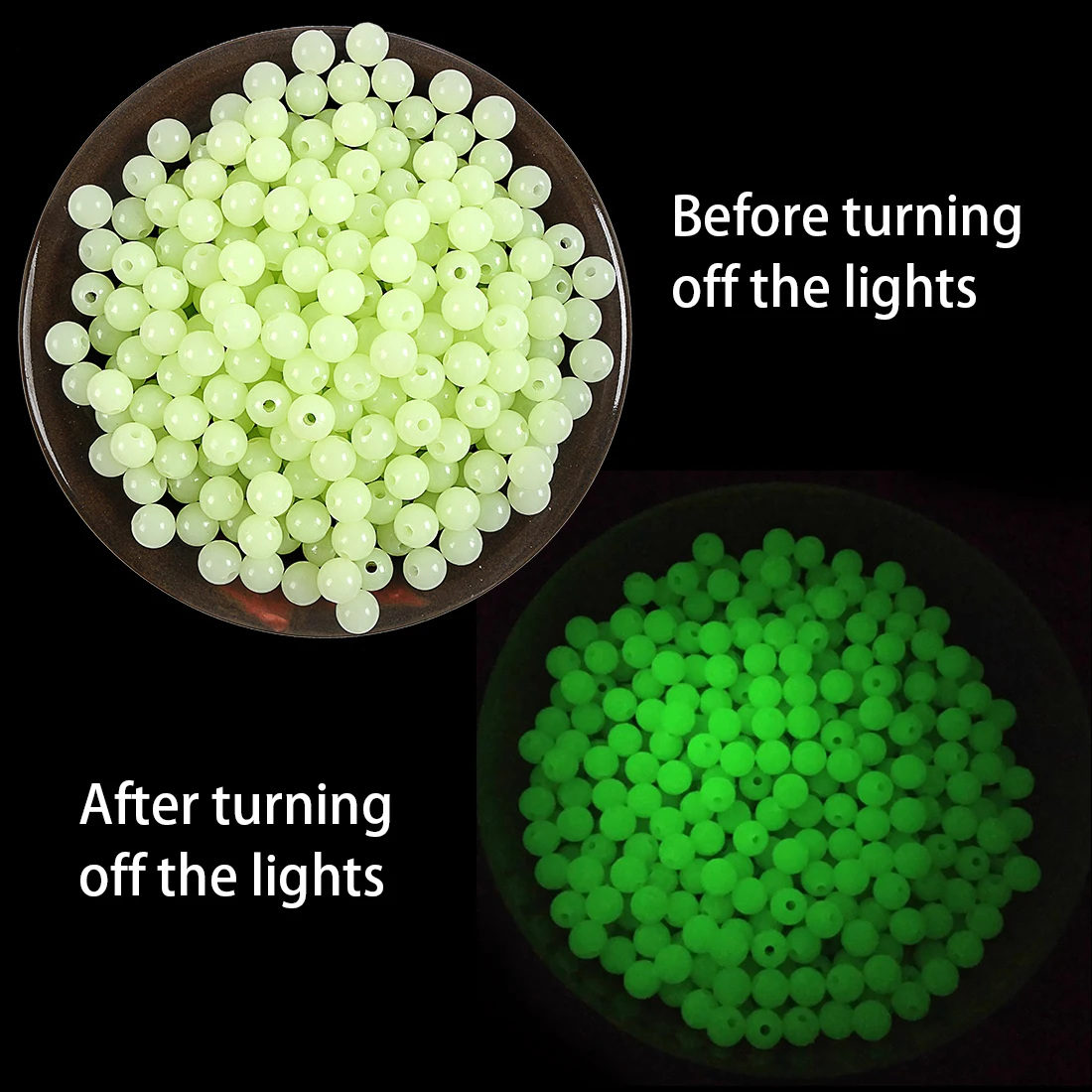 100pcs glow-in-the-dark stopper beads suit night fishing round glow-in-the-dark beads light-emitting lure fish fluorescent