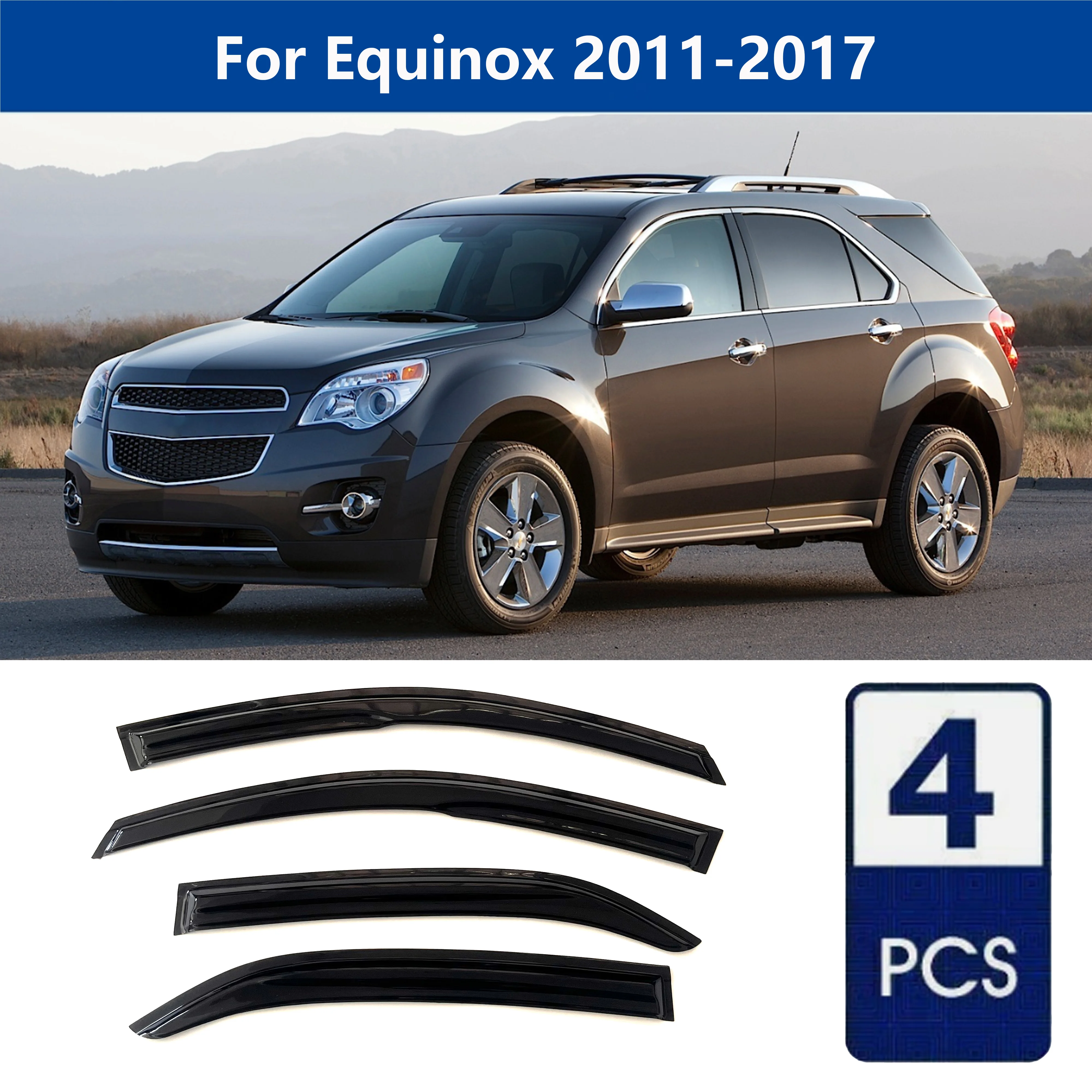 

AIBAP High-Quality 4pcs 1.8mm Car Windows Visor For Equinox 2011-2017 window visors rain guards rain guard Sun Rain Visors