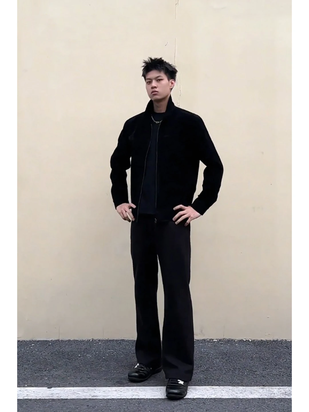 

Cleanfit High Waist Straight Leg Pants Men's Autumn Winter Slimming Elastic Korean Sle Casual Straight Cut Trousers