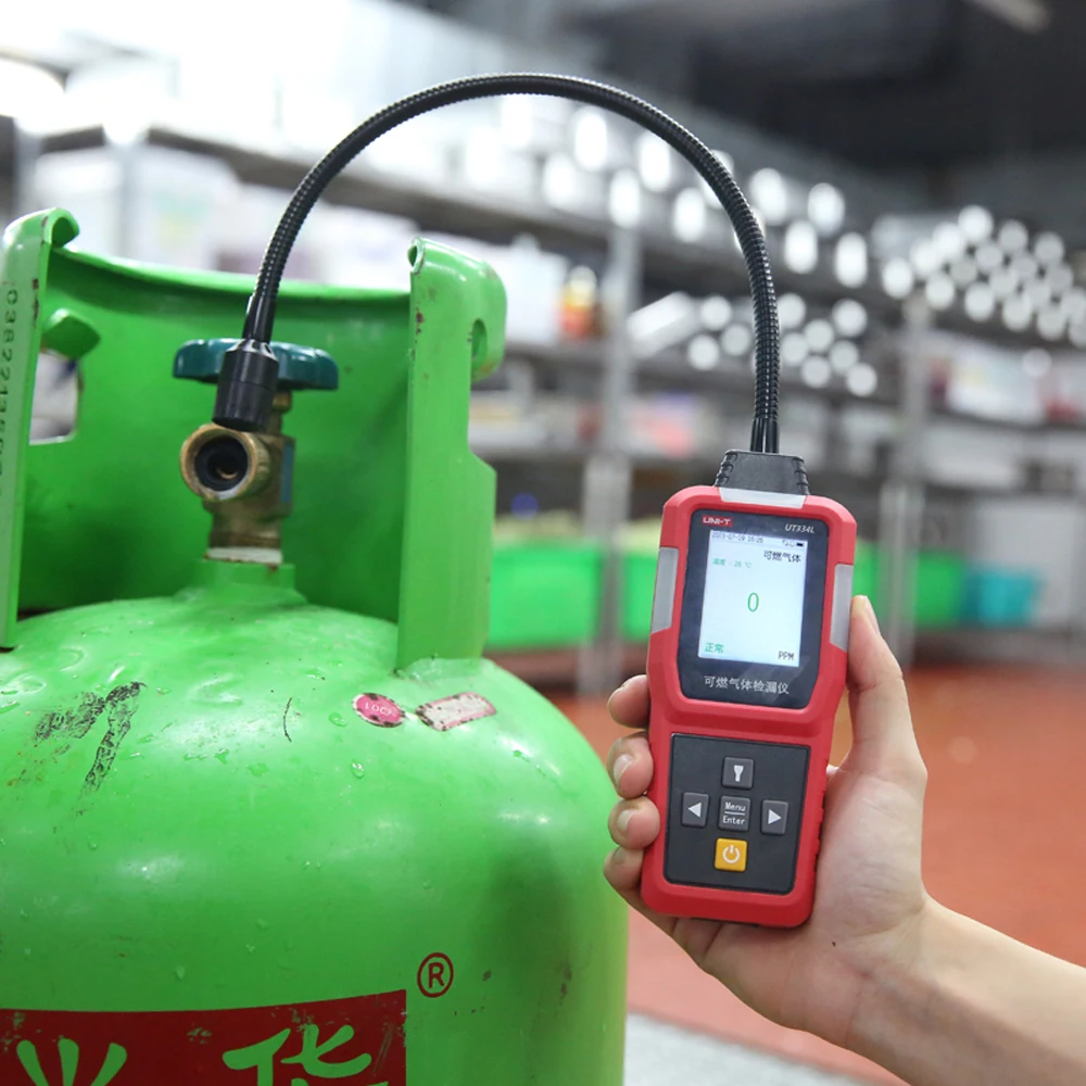 

UNI-T UT334L Natural Gas Detector Combustible Gas Leak Detector Locating The Source of Methane Propane Sound & Screen Alarm