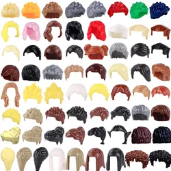 City Figures DIY Hair Building Blocks Heads Accessories Boys Girls Hair Long Straight Curly Colorful Hairstyle Bricks Kids Toys