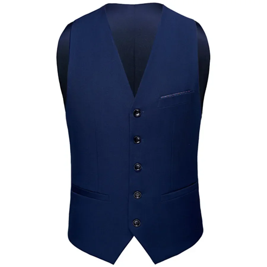 Men Business Gentleman V Neck Slim Fit Groomsman Waiter Vest / High-quality Urban Slim Solid Color Suit Waistcoat