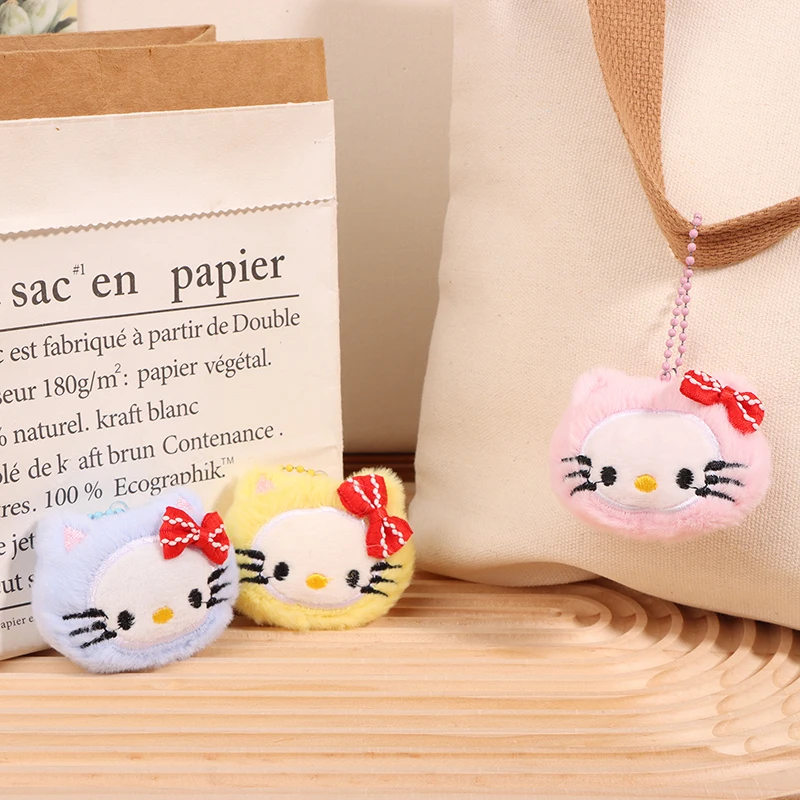 Pendentif en peluche Kawaii Bowvétérans t Hello Kitty, porte-clés chat de dessin animé, Sanurgente Stuffed Butter, porte-clés de voiture, sac à dos, cadeau de décoration, 1PC