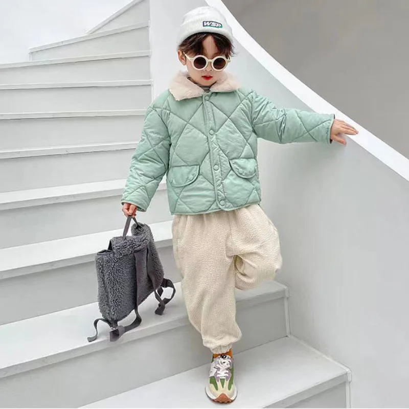 

Winter Warm Jacket Boys and Girls Sweater Neck Loose Coat Thickened 2-7 Years Old New Korean version Fashion Children's clothing