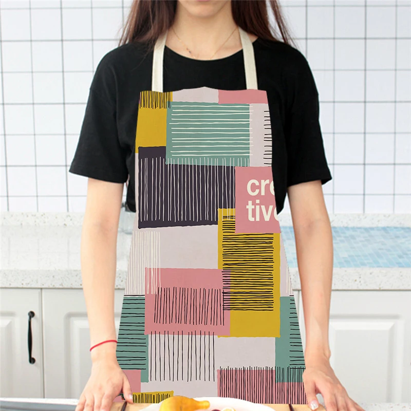 1 Pieces Abstract Pattern Mountain Line Pattern Clean Art Aprons Home Cooking Kitchen Apron Chef Wearing Adult Bib Antifouling