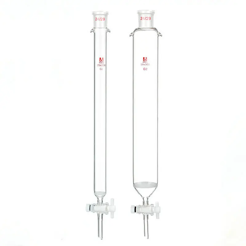 Columna de cromatografía de Uds de vidrio, 1 núcleo de arena lab 24 # con boca estándar y pistón de PTFE 16 22 30 40*200 300 400mm