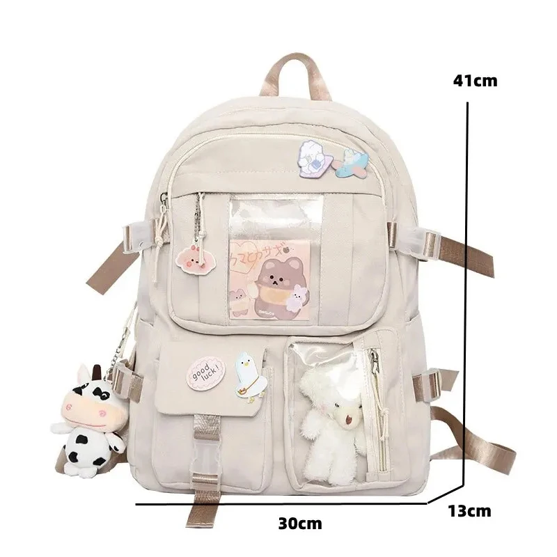 Cute Women Backpacks Waterproof Multi-Pocket Nylon School Backpack For Student Female Girls Kawaii Laptop Book Pack