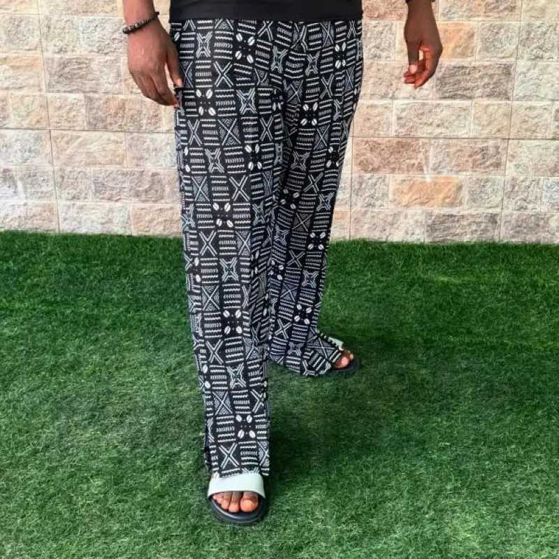 2025 Nuovi pantaloni lunghi da uomo AFROKENTE KESI, pantaloni casual con stampa africana alla moda, comodi pantaloni da salotto in vita elastica, Streetwe