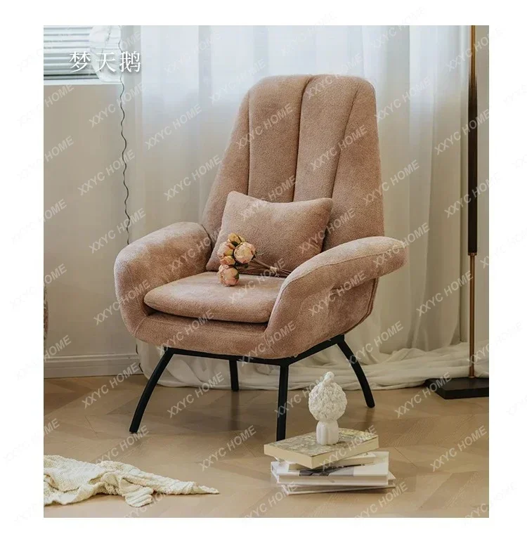 A Modern single sofa chair Nordic fabric leisure chair Living room household small apartment balcony recliner