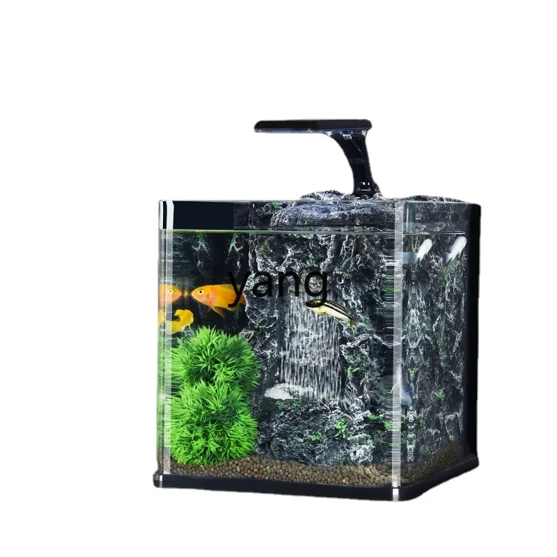 

Yhl Small Office Household Fish Tank Rockery Waterfall Quicksand Tank Aquarium