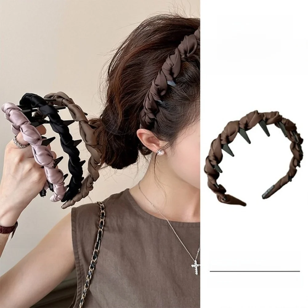 

Fashion Satin Hairband Non-slip U Shape Hair Comb Toothed Hair Hoops for Women Girls