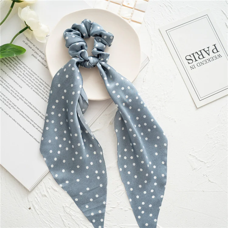 Floral Print Scrunchies Chiffon Bow Elastic Hair Bands Women Hair Ties Rubber Bands Ponytail Scarf Fashion Accessories Headwear