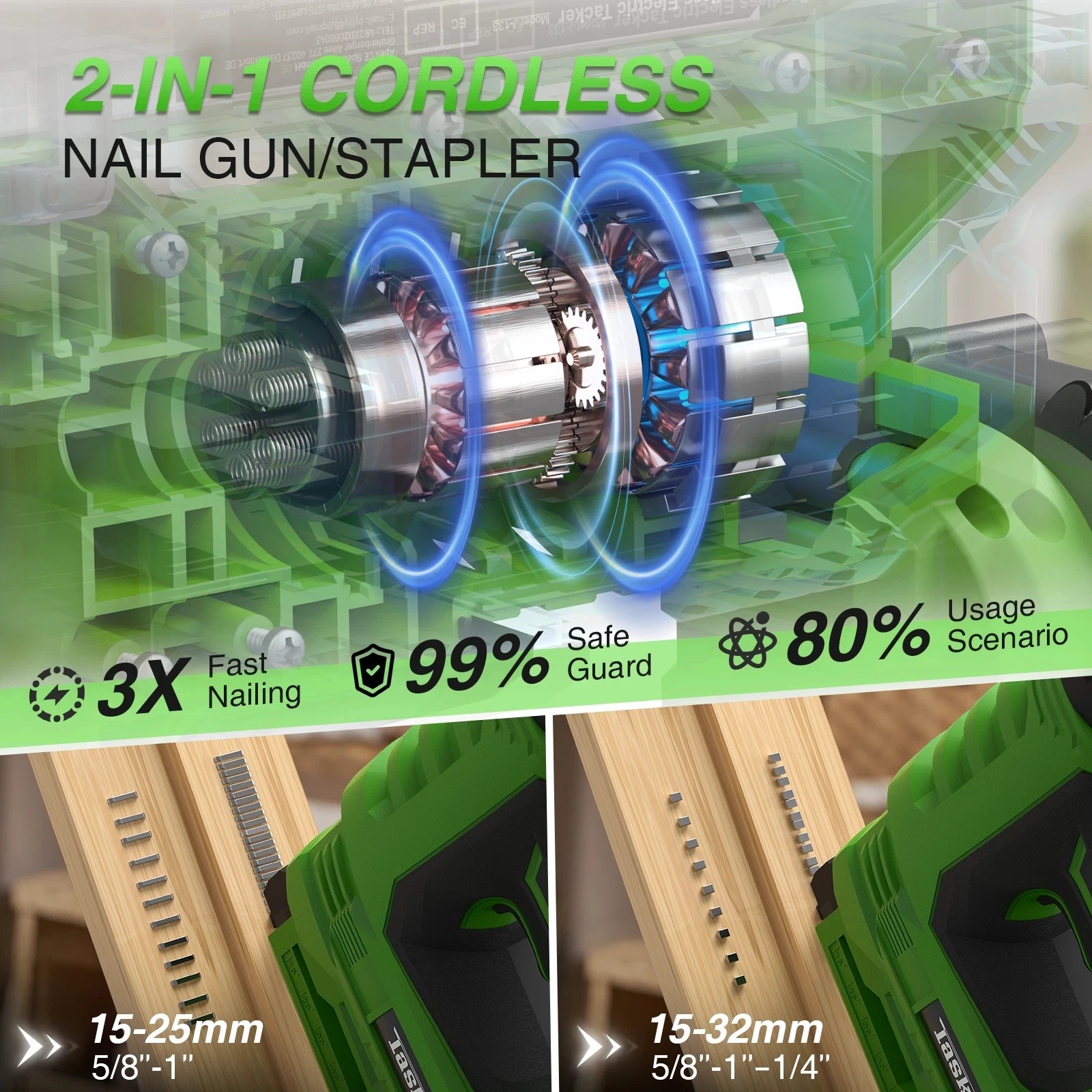 Taskstar 18 مقياس 2 في 1 مسدس مسامير كهربائي دباسة لاسلكية تأطير بائع المسامير أداة الأثاث ل ماكيتا 18 فولت بطارية دبوس