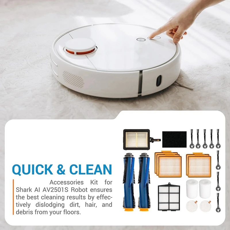 Robô Aspirador De Pó Escovas De Rolo, Escovas Laterais Filtros Kit, Tubarão AI AV2501S AV2501AE RV2502AE RV2520AOUS